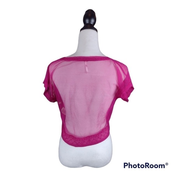 Free People Vicki Lace Mesh size XSmall color Pink Orchi - Picture 2 of 4